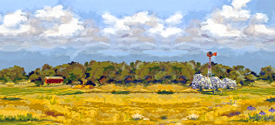 Resource Bank banner image of a field and windmill